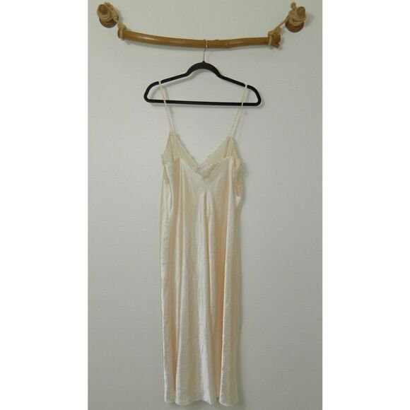 Dentelle Nightgown Ivory Satin Vintage Embroidery Lace Pearls Wedding Size Large - Picture 2 of 12